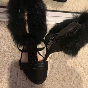 Furry black shoes